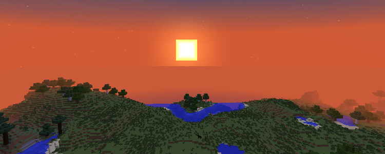 minecraft zachód słońca
